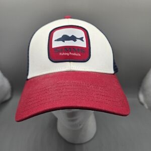 Simms Fishing Trucker Hat Cap Red White Blue Mesh Fish Patch Logo Snapback
